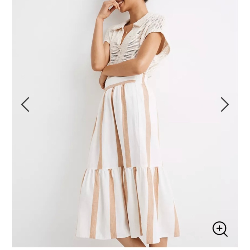 Madewell ruffle hem midi skirt in stripe